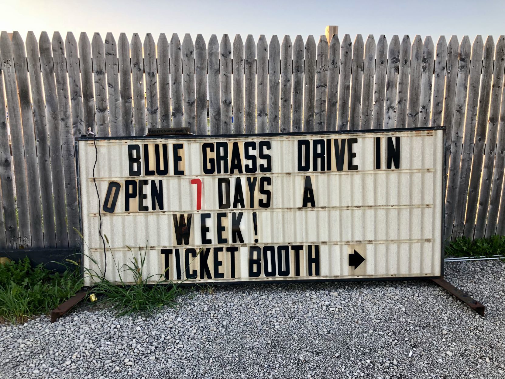 Blue Grass Drive-In Theater marquee